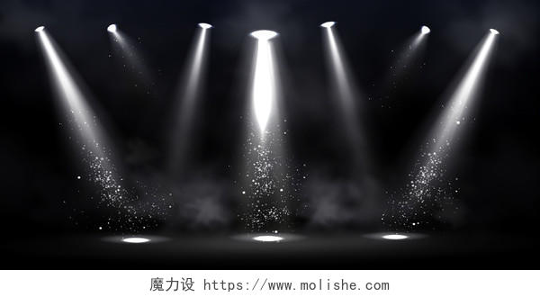 黑色舞台白色射灯光束效果背景海报舞台背景